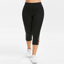 Load image into Gallery viewer, Women High Waist Cropped Trousers Pants Elastic Bandage Leggings Plus