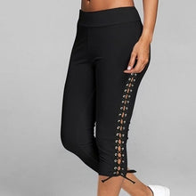 Load image into Gallery viewer, Women High Waist Cropped Trousers Pants Elastic Bandage Leggings