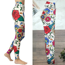 Load image into Gallery viewer, Women High Waist Leggings White Background Vibrant Skull Printed Pants