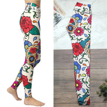 Load image into Gallery viewer, Women High Waist Leggings White Background Vibrant Skull Printed Pants