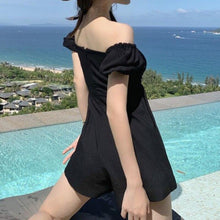 Load image into Gallery viewer, Women Jumpsuit Korean Fashion Clothes Puff Sleeve Square Collar Folds - Sophornlilly
