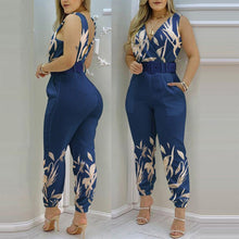 Load image into Gallery viewer, Women Jumpsuits Sleeveless V Neck Boho Floral Print Wide Leg Long