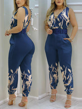 Load image into Gallery viewer, Women Jumpsuits Sleeveless V Neck Boho Floral Print Wide Leg Long