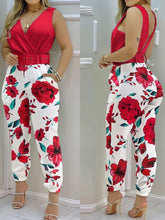 Load image into Gallery viewer, Women Jumpsuits Sleeveless V Neck Boho Floral Print Wide Leg Long