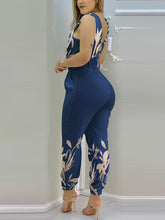 Load image into Gallery viewer, Women Jumpsuits Sleeveless V Neck Boho Floral Print Wide Leg Long