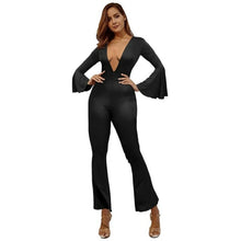 Load image into Gallery viewer, Women Jumpsuits Deep V Neck Sexy Club Flare Bandage Romper Flare - Sophornlilly