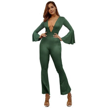 Load image into Gallery viewer, Women Jumpsuits Deep V Neck Sexy Club Flare Bandage Romper Flare - Sophornlilly