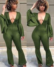 Load image into Gallery viewer, Women Jumpsuits Deep V Neck Sexy Club Flare Bandage Romper Flare - Sophornlilly