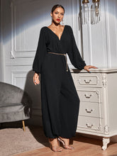 Load image into Gallery viewer, Jumpsuits Deep V neck Loose Casual Long Sleeve Trend Slim