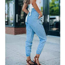 Load image into Gallery viewer, Lace Up Slim Pants Streetwear High Waist Jeans