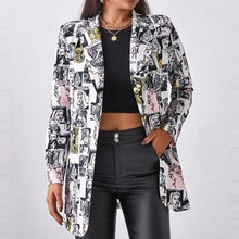 Load image into Gallery viewer, Lapel Print Long Sleeves Suit Jacket Elegant Fall Winter Office