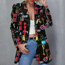 Load image into Gallery viewer, Lapel Print Long Sleeves Suit Jacket Elegant Fall Winter Office