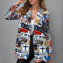 Load image into Gallery viewer, Lapel Print Long Sleeves Suit Jacket Elegant Fall Winter Office