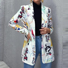 Load image into Gallery viewer, Lapel Print Long Sleeves Suit Jacket Elegant Fall Winter Office