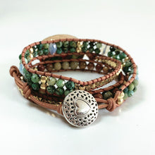Load image into Gallery viewer, Women Leather Bracelets High End Mix Natural Stones 3 Strands Wrap