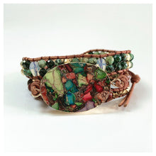 Load image into Gallery viewer, Women Leather Bracelets High End Mix Natural Stones 3 Strands Wrap