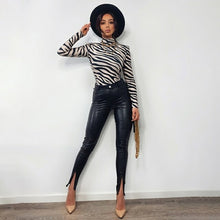 Load image into Gallery viewer, Women Leather Trousers Split Leather Pants High Waist Outerwear Casual