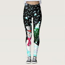 Load image into Gallery viewer, Women Leggings Christmas Skinny Leggings Snowflake Santa Claus Snowman