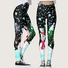 Load image into Gallery viewer, Women Leggings Christmas Skinny Leggings Snowflake Santa Claus Snowman