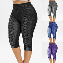 Load image into Gallery viewer, Women Leggings Plus Size Capri Panel Printed Leggings Push Up 3D