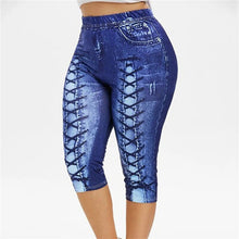 Load image into Gallery viewer, Women Leggings Plus Size Capri Panel Printed Leggings Push Up 3D