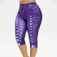 Load image into Gallery viewer, Women Leggings Plus Size Capri Panel Printed Leggings Push Up 3D