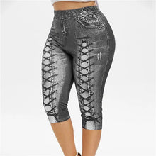 Load image into Gallery viewer, Women Leggings Plus Size Capri Panel Printed Leggings Push Up 3D