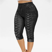 Load image into Gallery viewer, Women Leggings Plus Size Capri Panel Printed Leggings Push Up 3D