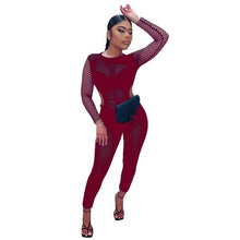 Load image into Gallery viewer, Women Long Jumpsuits Mesh Printed Fitness Fashion Long Sleeve Vintage - Sophornlilly