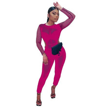 Load image into Gallery viewer, Women Long Jumpsuits Mesh Printed Fitness Fashion Long Sleeve Vintage - Sophornlilly