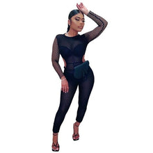 Load image into Gallery viewer, Women Long Jumpsuits Mesh Printed Fitness Fashion Long Sleeve Vintage - Sophornlilly
