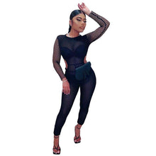 Load image into Gallery viewer, Women Long Jumpsuits Mesh Printed Fitness Fashion Long Sleeve Vintage - Sophornlilly