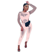 Load image into Gallery viewer, Women Long Jumpsuits Mesh Printed Fitness Fashion Long Sleeve Vintage - Sophornlilly