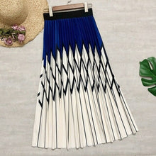 Load image into Gallery viewer, Women Long Skirts Rhombus Printing Plaid Patchwork Striped Cotton