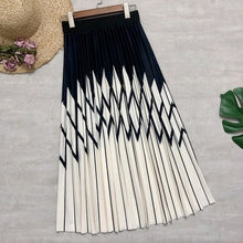 Load image into Gallery viewer, Women Long Skirts Rhombus Printing Plaid Patchwork Striped Cotton