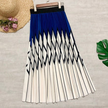 Load image into Gallery viewer, Women Long Skirts Rhombus Printing Plaid Patchwork Striped Cotton