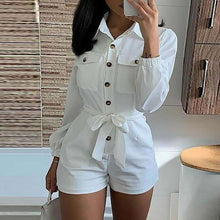 Load image into Gallery viewer, Long Sleeve Button Turn Down Collar Bodysuit