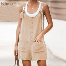 Load image into Gallery viewer, Loose Casual Sleeveless Romper Button Pocket