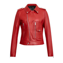 Load image into Gallery viewer, Women Motorcycle Pu Leather Jacket Spring Autumn