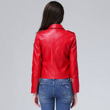 Load image into Gallery viewer, Women Motorcycle Pu Leather Jacket Spring Autumn