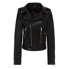 Load image into Gallery viewer, Women Motorcycle Pu Leather Jacket Spring Autumn
