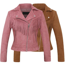 Load image into Gallery viewer, Women New Long Sleeve Back Tassels Long Leather Tassels