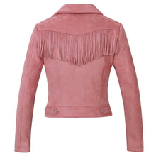 Load image into Gallery viewer, Women New Long Sleeve Back Tassels Long Leather Tassels