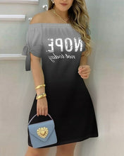 Load image into Gallery viewer, Off Shoulder Summer Mini Dress Sexy Short Sleeve Bow Tie Striped
