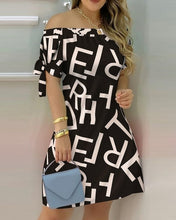 Load image into Gallery viewer, Off Shoulder Summer Mini Dress Sexy Short Sleeve Bow Tie Striped