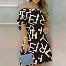 Load image into Gallery viewer, Off Shoulder Summer Mini Dress Sexy Short Sleeve Bow Tie Striped