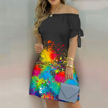 Load image into Gallery viewer, Off Shoulder Summer Mini Dress Sexy Short Sleeve Bow Tie Striped