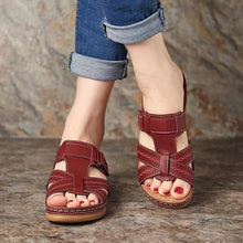 Load image into Gallery viewer, Women Orthopedic Low Heels Sandals Summer Open Toe Slip On Wedges