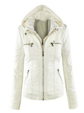 Load image into Gallery viewer, Autumn Winter Removable Hooded Faux Leather