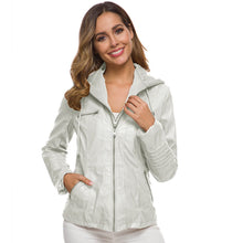 Load image into Gallery viewer, Autumn Winter Removable Hooded Faux Leather